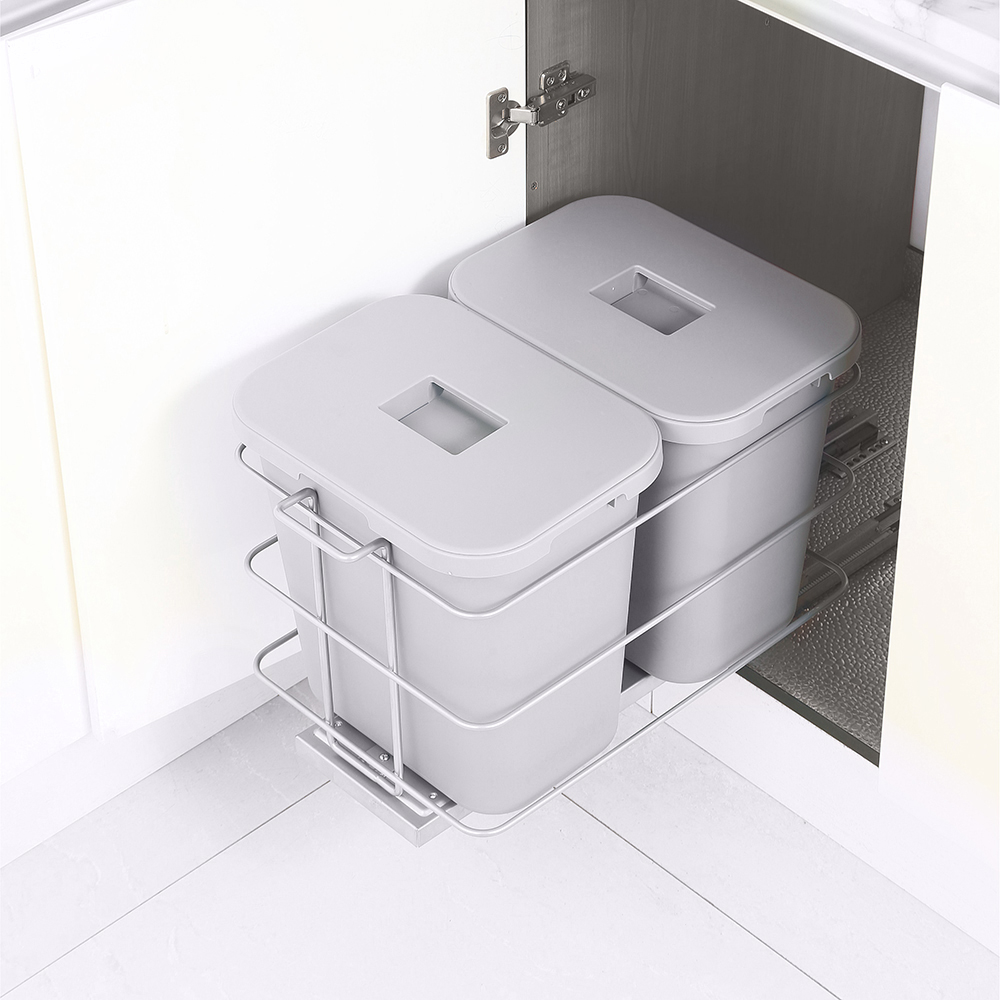 Картинка Duslar Система сортировки DONNA 30 л, распашной фасад 400 мм, серый