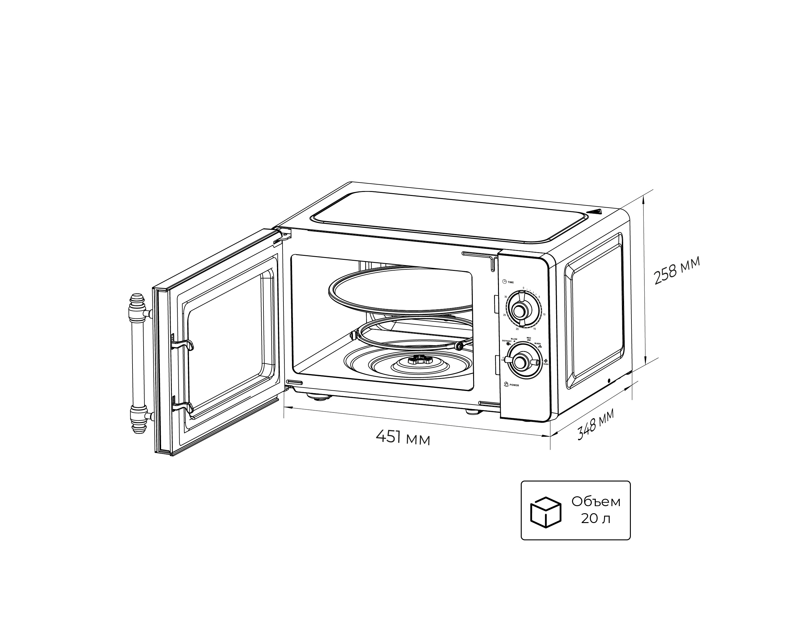 Превью картинка Микроволновая печь Lex FSMO M.02 BL (20л,ретро, механика) микроволновая печь #11