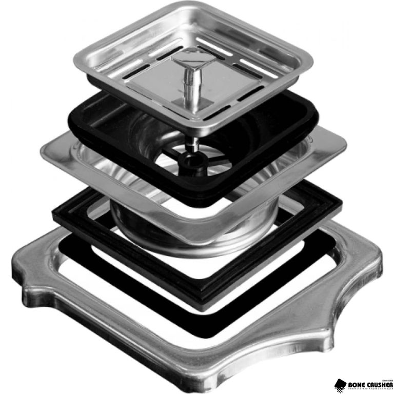 Фото Сменная горловина для измельчителя BoneCrusher Адаптер для подключения ИПО Bone Crusher к квадратному сливу 3-х болтовый