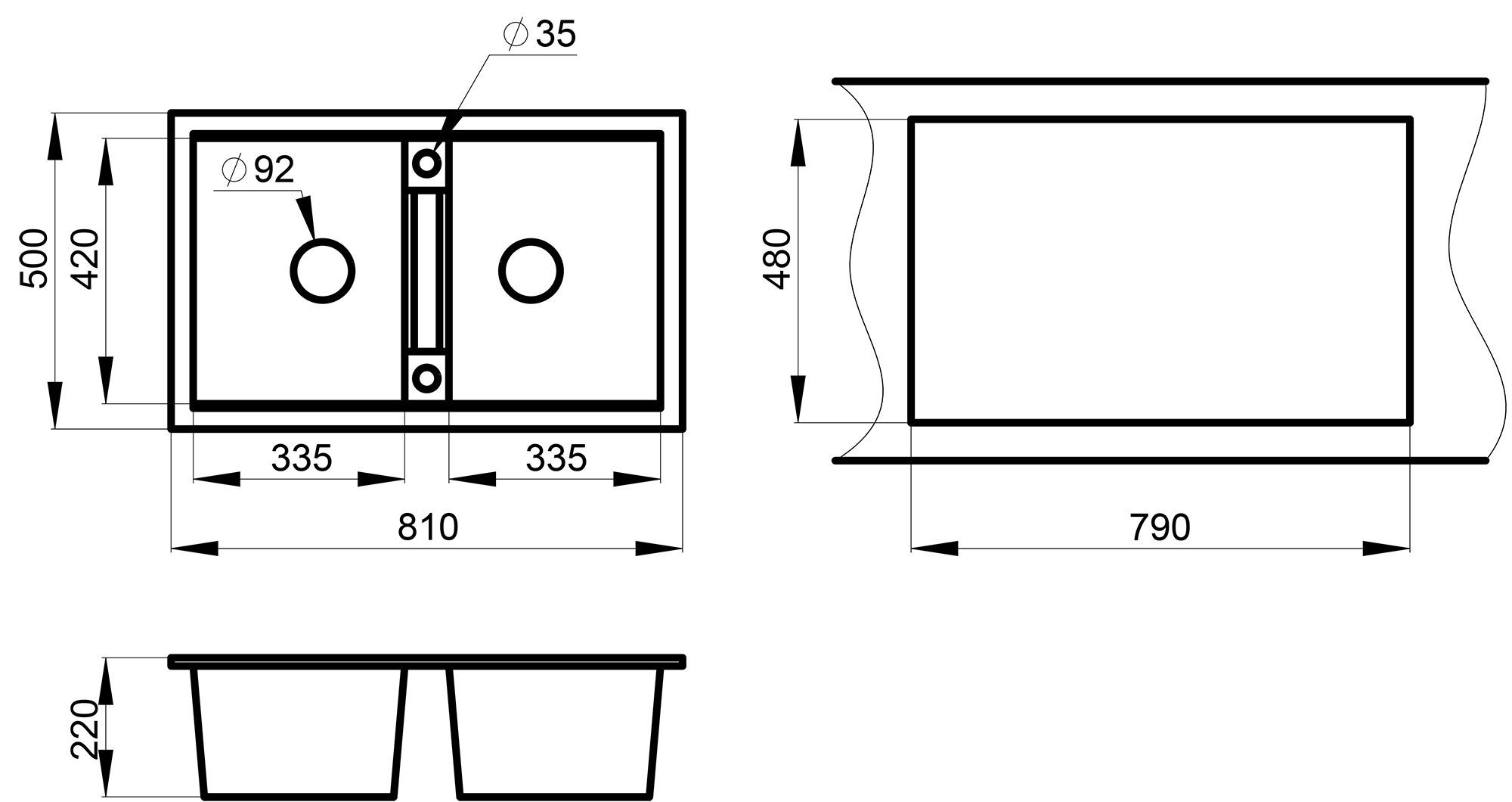 Превью картинка Кварцевая мойка GRANULA 8101, БАЗАЛЬТ #4
