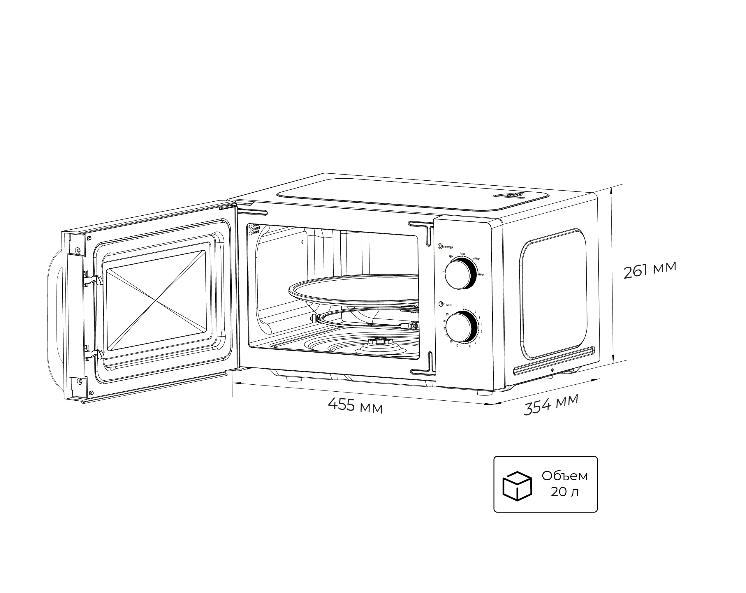 Превью картинка Микроволновая печь Lex FSMO 20.03 WH (20л, механика) микроволновая печь #5