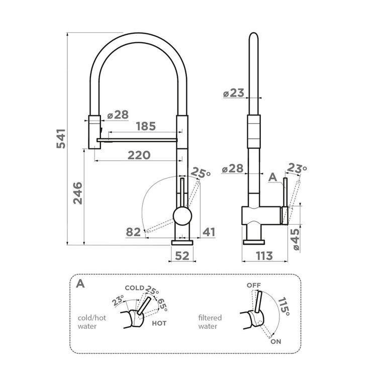 Превью картинка Смеситель для кухни Omoikiri Kanto-2 Plus-SB-GB-BL латунь/графит/черный #6