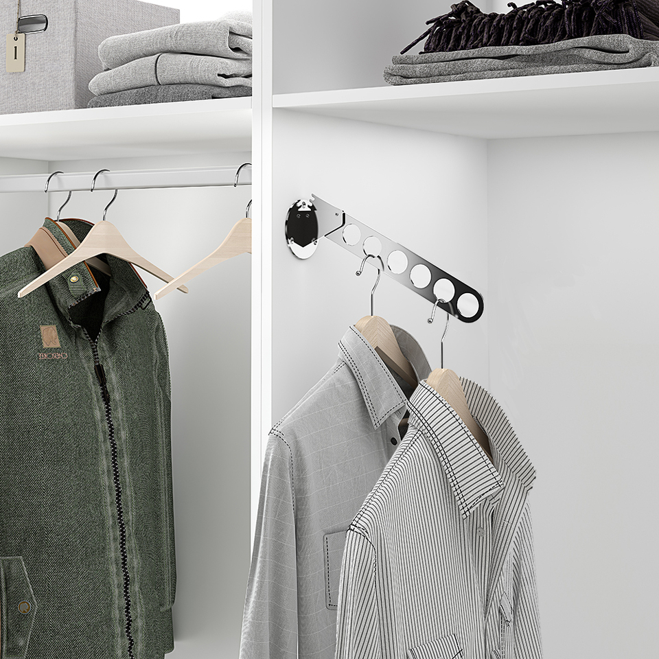 Фото Duslar Складной держатель FLASH для хранения вещей на вешалках, длина 275 мм, хром