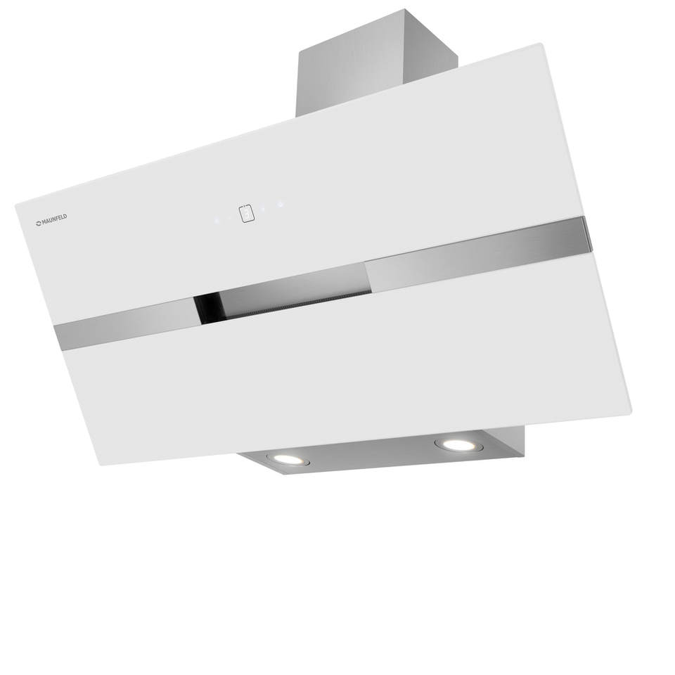 Фото Наклонная вытяжка Maunfeld Mersey 90 белый\вставка сатин