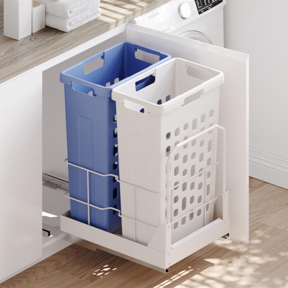 Фото Duslar Система хранения белья RIMI 70 л, распашной фасад 450 мм, белый/синий