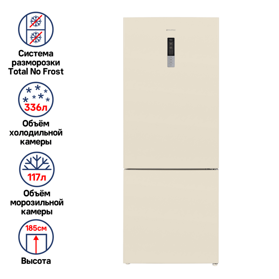 Фото Холодильник с нижней морозилкой Maunfeld MFF1857NFBG