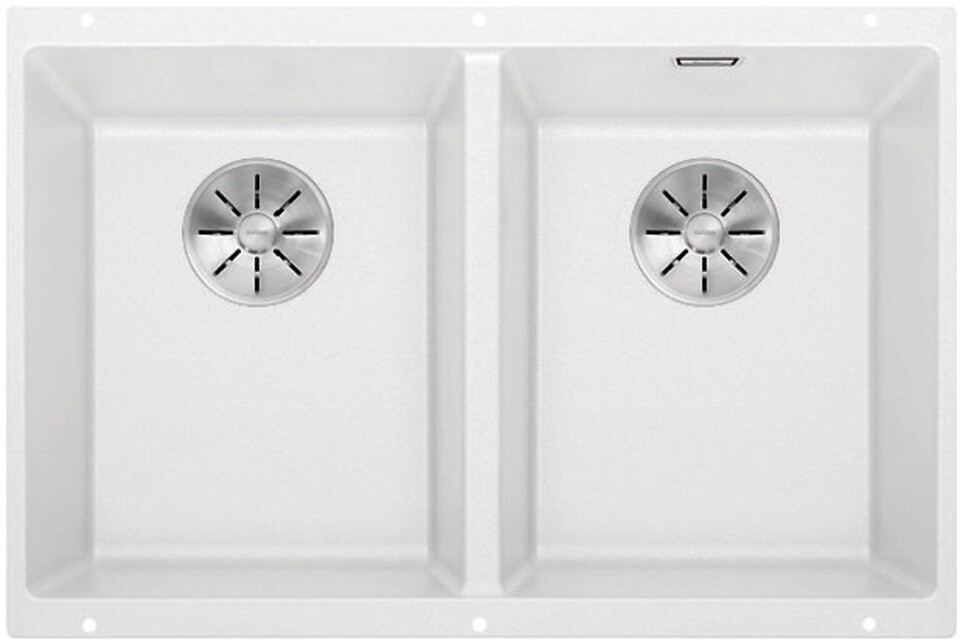 Фото Гранитная мойка Blanсo SUBLINE 350/350-U SILGRANIT PuraDur белый с отв.арм. InFino