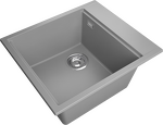 Превью картинка Гранитная мойка Rivelato TESORO 455-L 1-чаш 450*510 grigio metallizzato #2