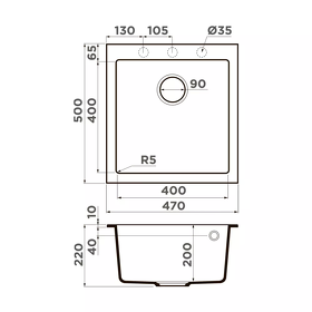 Картинка Omoikiri Bosen 47A-GR Artceramic/leningrad grey