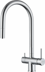 Превью картинка Смеситель для кухни Rivelato Trevi U-обр. с краном питьевой воды и выдвижной лейкой D-35мм cromo #1