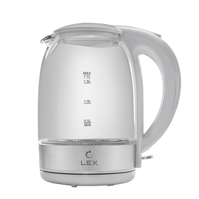Картинка Lex LXK 3005-2,чайник стеклянный (белый)