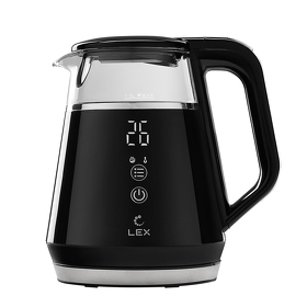 Картинка Lex LXK 30019-2, чайник стеклянный с двойными стенками (черный)