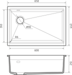 Превью картинка Гранитная мойка Rivelato LINO 654-L 1-чаш 650*440 nero #3