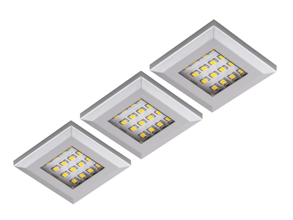 Фото Furnika Комплект из трансформатора и 3-х накладных светодиодных светильника SQUERE, теплый, алюминий