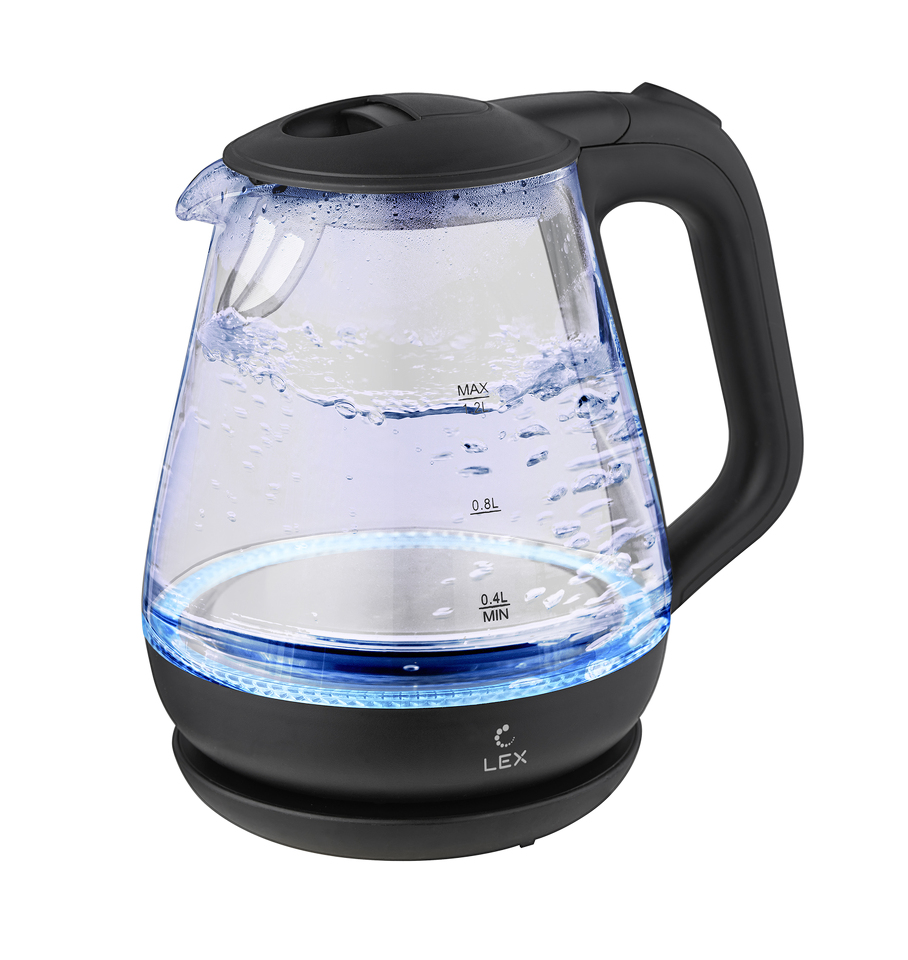 Фото Чайник Lex LX 3003-1, чайник стеклянный (черный)