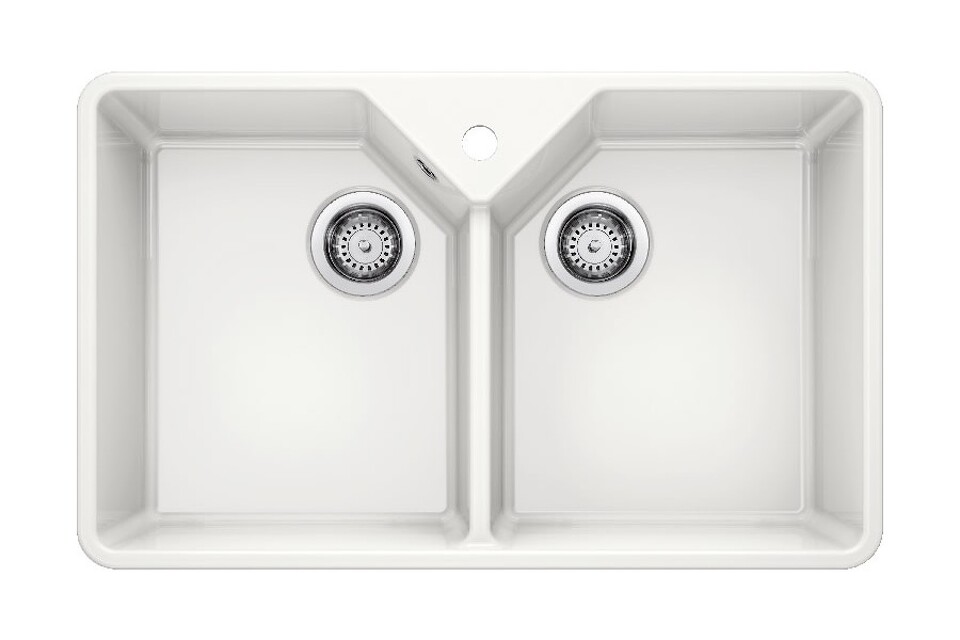 Фото Гранитная мойка Blanсo VILLAE Double керамика глянцевый белый