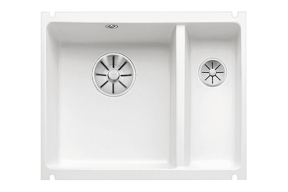 Фото Гранитная мойка Blanсo SUBLINE 350/150-U керамика PuraPlus глянцевый белый  с отв.арм. InFino
