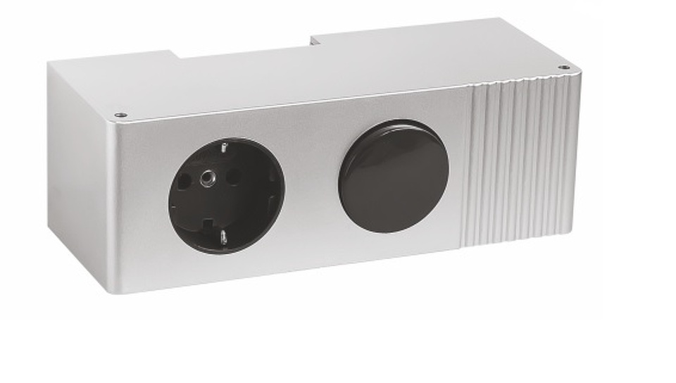 Фото Furnika Блок EUROBOX (розетка и выключатель), алюминий