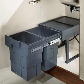 Картинка NinkaPlast Система сортировки WASTEBOY 32 л, распашной фасад 400 мм, серый