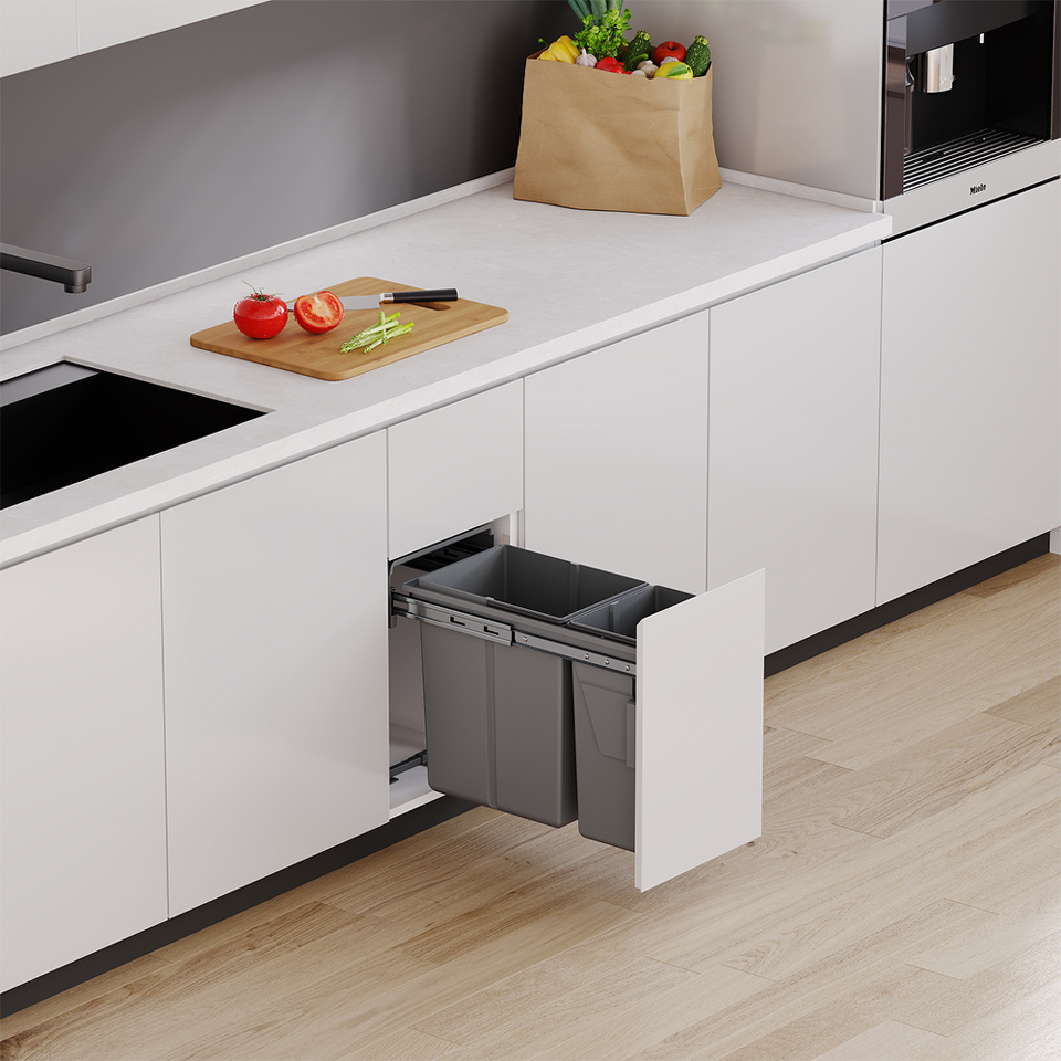 Фото Duslar Система сортировки HARRY 30 л, выдвижной фасад 300 мм, серый