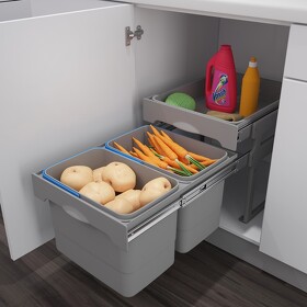 Картинка Ekotech Система сортировки TANK 2 30 л, распашной фасад 400 мм, серый