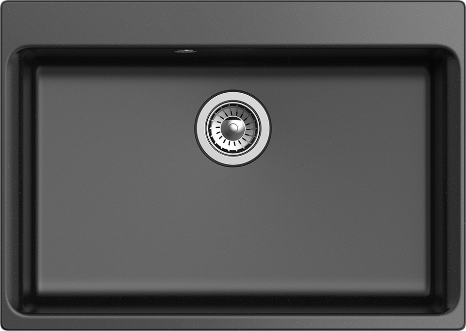 Фото Кварцевая мойка Rivelato AXEL 70 1-чаша 730*520мм nero