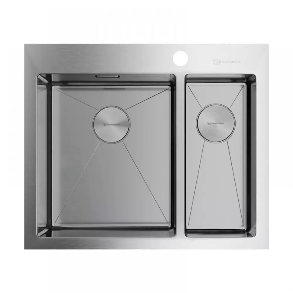 Фото Металлическая мойка Omoikiri Akisame 60-2-L-IN нерж. сталь/нержавеющая сталь