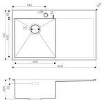 Превью картинка Металлическая мойка Omoikiri Akisame 86-L-IN нерж. сталь/нержавеющая сталь #2