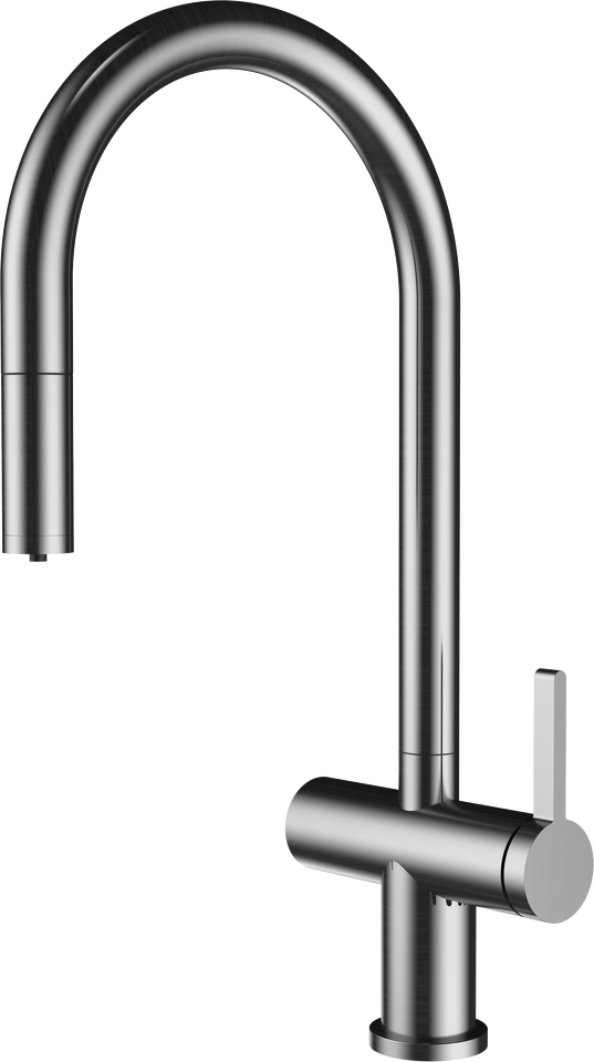 Фото Смеситель для кухни Rivelato ACIO U-обр. с выдвижной лейкой и краном питьевой воды D-35мм brushed