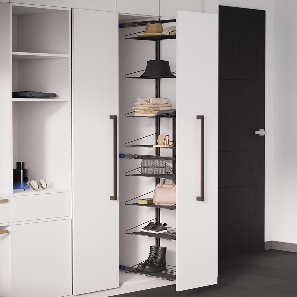 Фото Duslar Система TALL MARCO с 8-ю полками, выдвижной фасад, ширина 352 мм, высота 1850 мм, антрацит