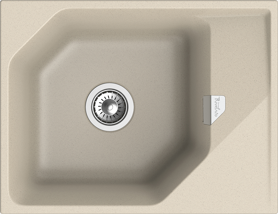 Фото Кварцевая мойка Rivelato LOCUS 65 1-чаш 650*500 beige scuro