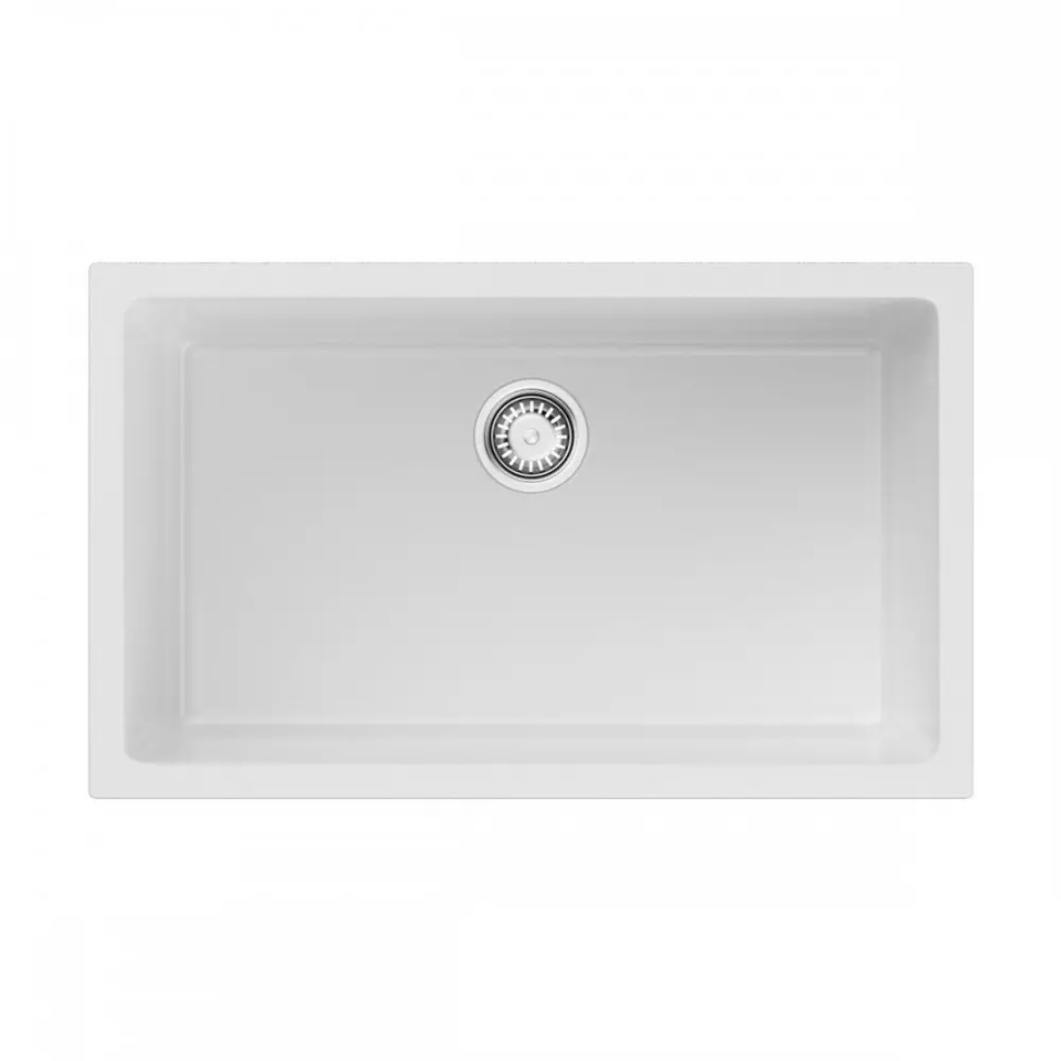 Фото Гранитная мойка Omoikiri Okinoshima 76-U/I-WH Glossy Natceramic/белый глянцевый
