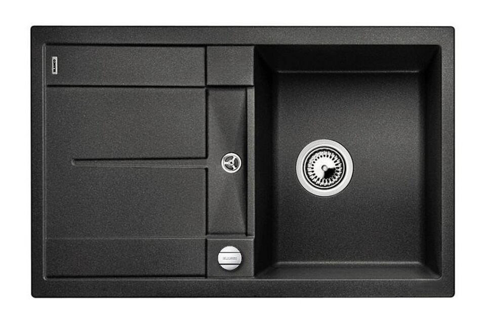 Фото Гранитная мойка Blanсo METRA 45 S-F SILGRANIT PuraDur антрацит, с клапаном-автоматом
