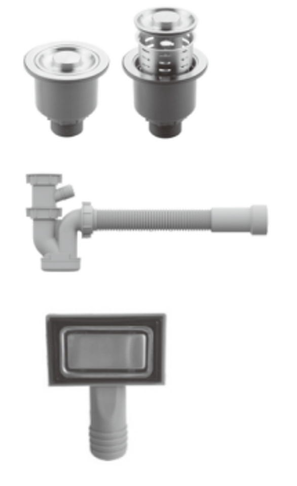 Фото Rivelato Rinox Сифон одинарный для мойки из нерж. стали, с переливом и корзинкой для мусора - PVD