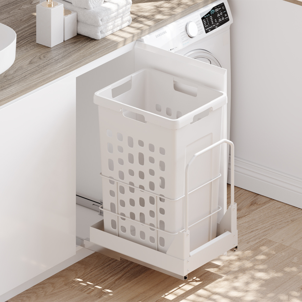 Фото Duslar Корзина RIMI для хранения белья 48 л, распашной фасад 400 мм, белый