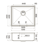 Превью картинка Металлическая мойка Omoikiri Kasen 53-26-INT-GM нерж. сталь/вороненая сталь #2