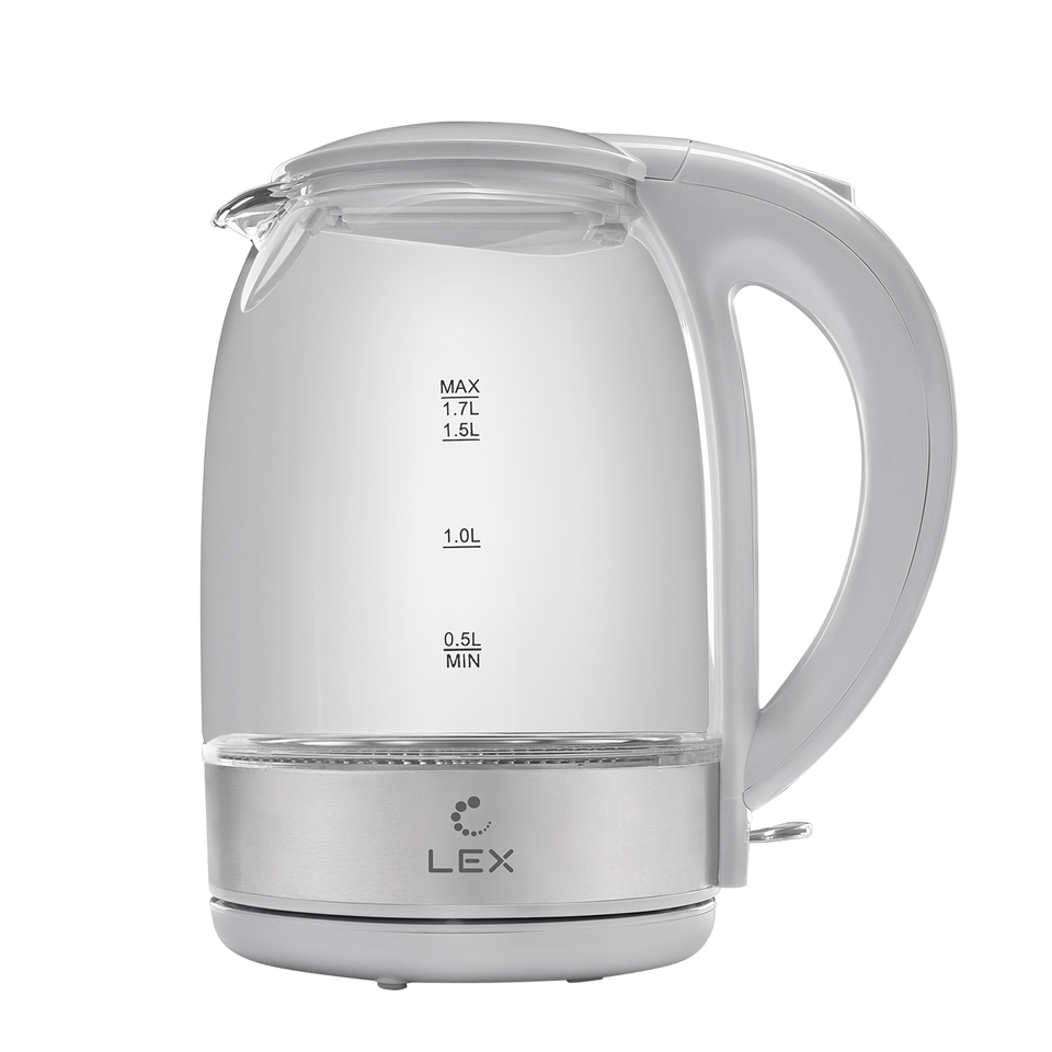 Фото Чайник Lex LXK 3005-2,чайник стеклянный (белый)