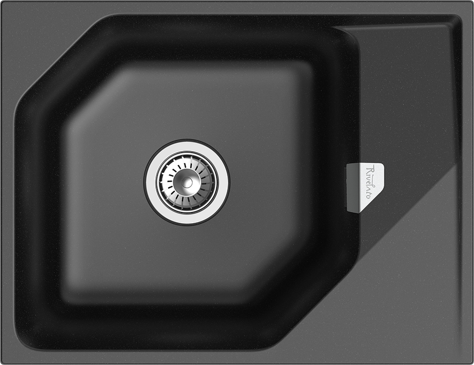 Фото Кварцевая мойка Rivelato LOCUS 65 1-чаш 650*500 nero