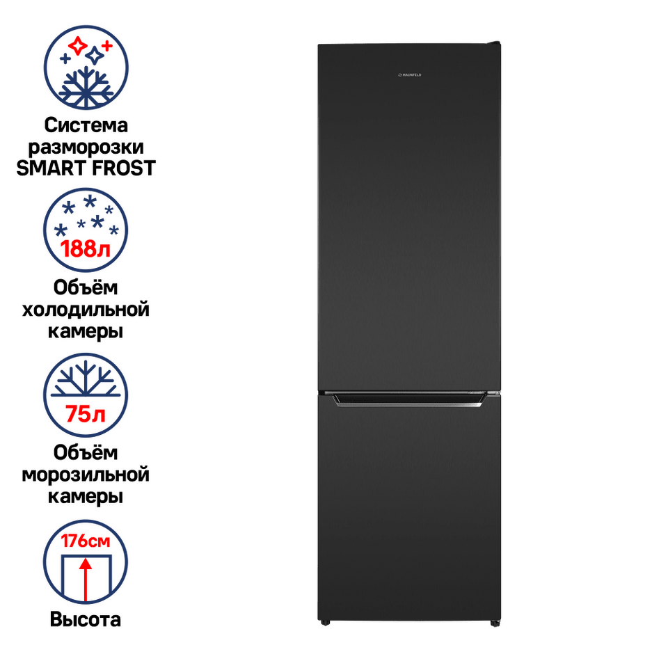 Фото Холодильник с нижней морозилкой Maunfeld MFF176SFSB