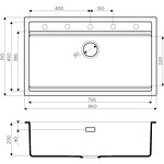 Превью картинка Кварцевая мойка Omoikiri Kitagawa 86-LB-GB Artceramic/графит #2