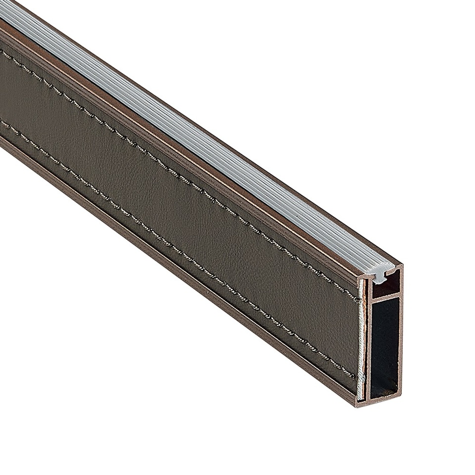 Фото Duslar Штанга прямоугольная NAPPA с кожаной вставкой, длина 3000 мм, бронза/коричневый