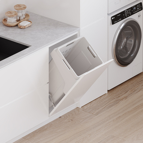 Картинка Duslar Корзина NAOMI для хранения белья 48 л, откидной фасад 450 мм, белый