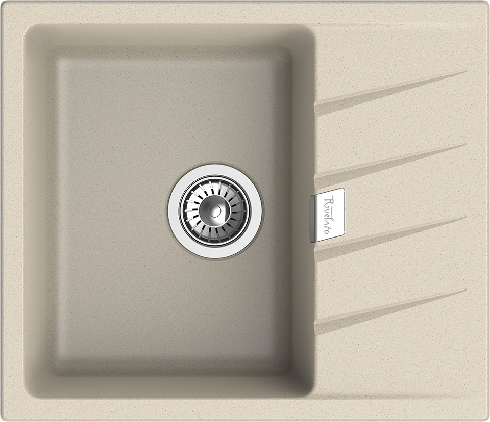 Фото Кварцевая мойка Rivelato RAUM 58 1-чаша 580*500мм beige scuro