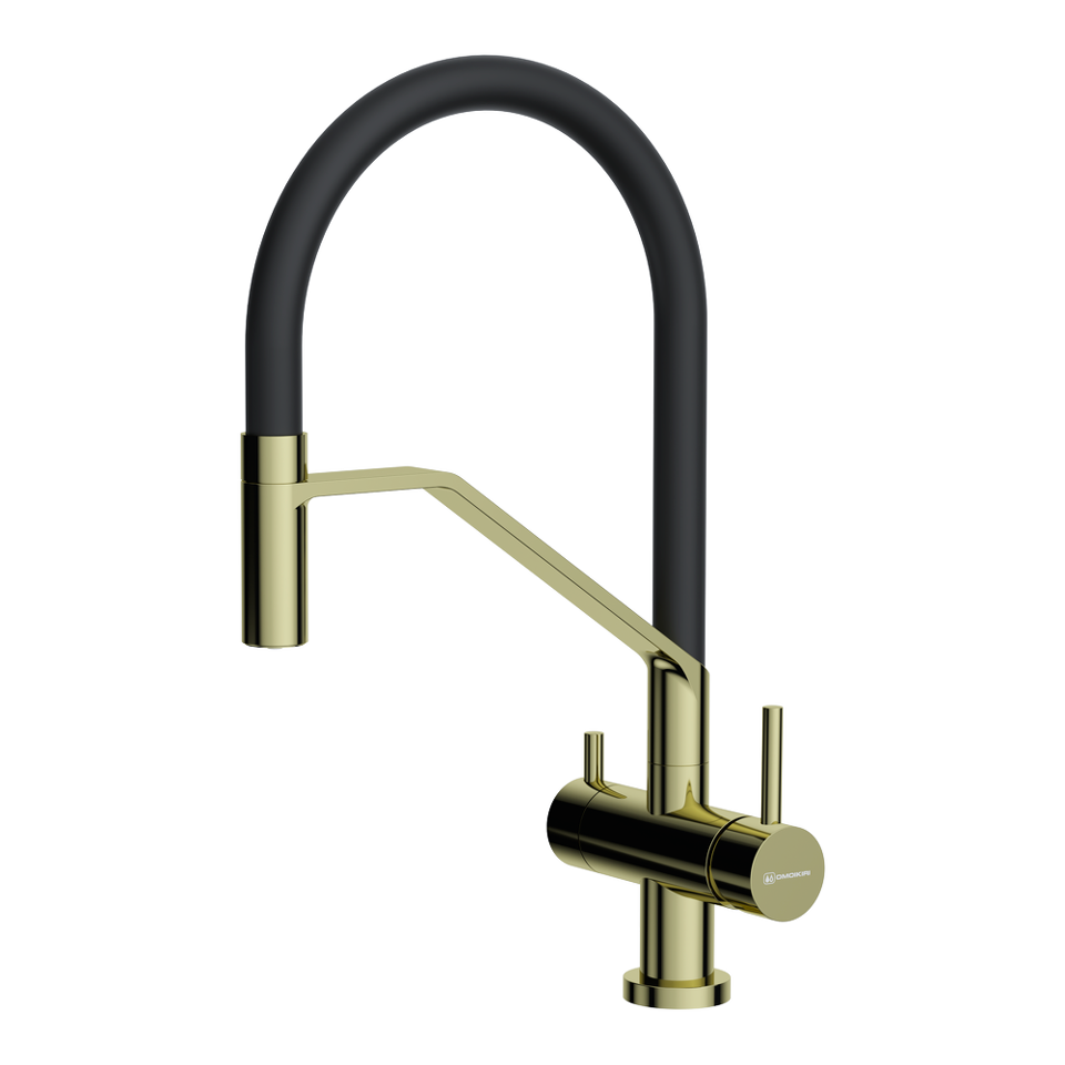 Фото Смеситель для кухни Omoikiri Akeno LG-BL латунь/светлое золото/черный