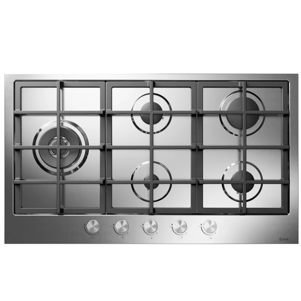 Фото Газовая варочная панель ILVE HCS90SCK/SS нержавеющая сталь (фурн. сатинированная сталь)