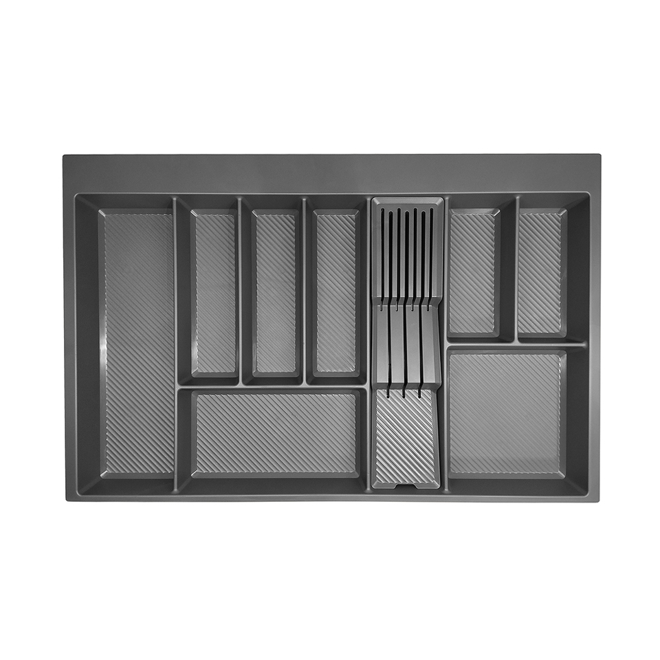 Фото Duslar Лоток MATT для столовых приборов с держателем для ножей, фасад 800 мм, 712х462х55 мм, антрацит