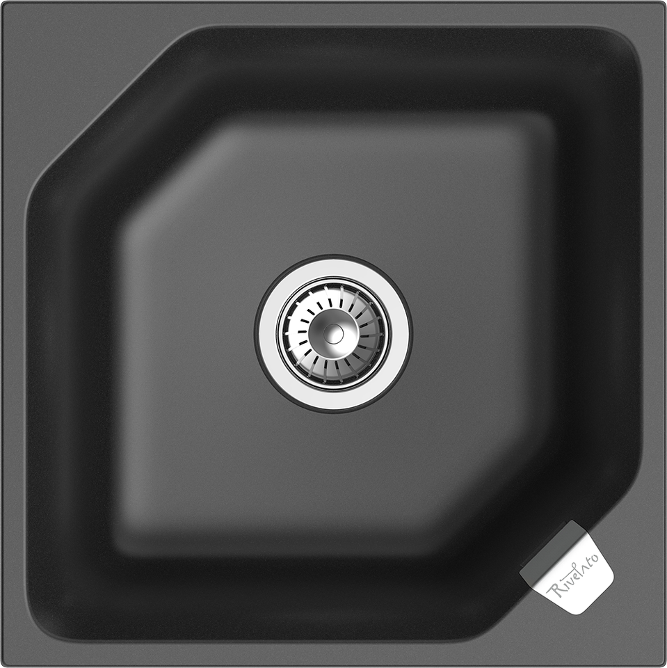 Фото Кварцевая мойка Rivelato LOCUS 50 1-чаш 500*500 antracite