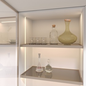 Картинка Duslar Полка GLASSIMO с подсветкой из алюминиевого профиля, ширина 967 мм, шампань