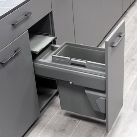 Картинка Duslar Мусорное ведро NIGHT 25 л, выдвижной фасад 300 мм, антрацит