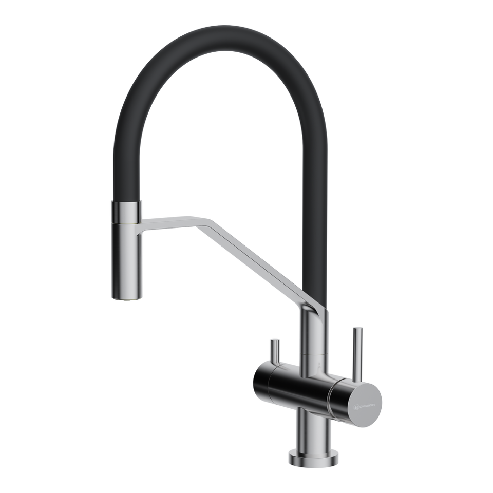 Фото Смеситель для кухни Omoikiri Akeno BN-BL латунь/нержавеющая сталь/черный